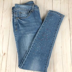 Bebe Girls Denim Rhinestone Skinny Jeans Blue 14